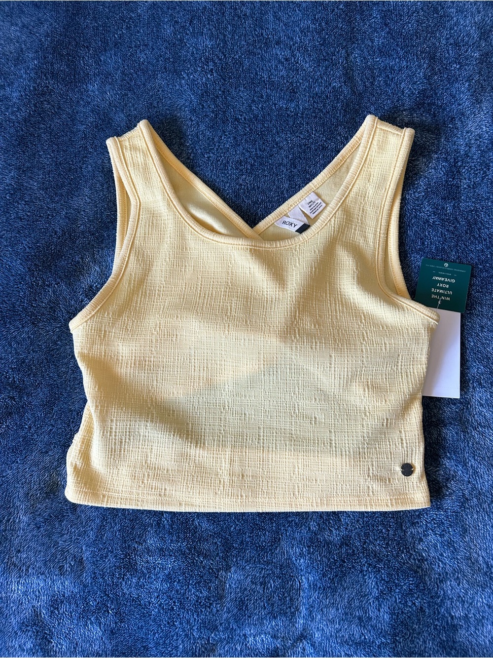 Roxy Pale Yellow Textured Cropped Tank